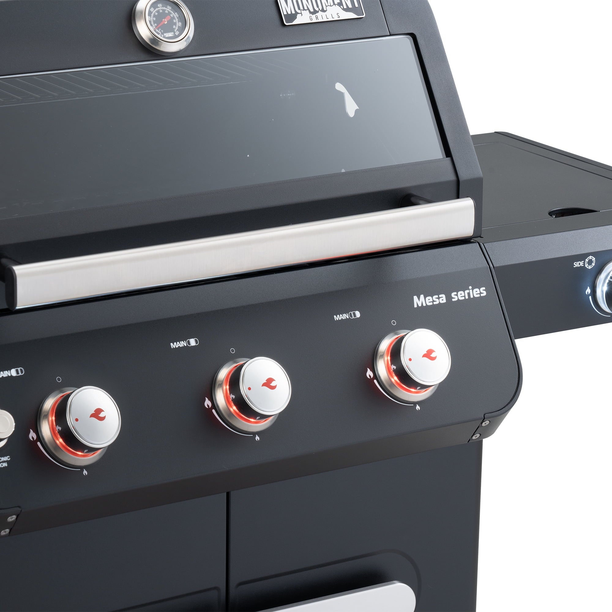 Monument Grills Mesa 3-Burner Black Propane Gas Grill with Clear View Lid and LED Controls Monument Grills