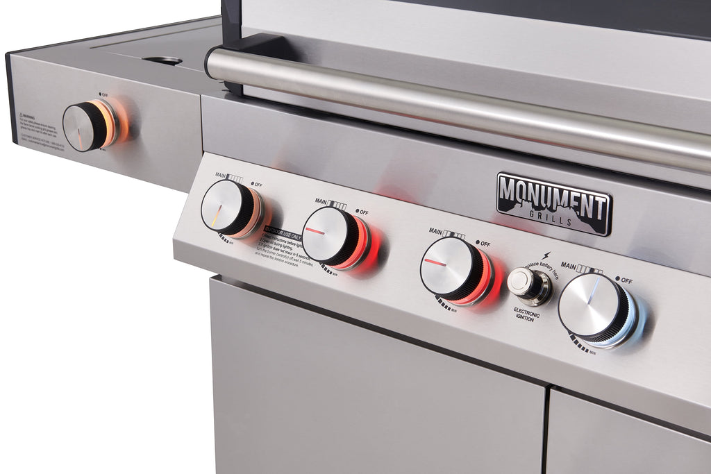 Monument Grills Denali Series 6-Burner Black Dual Fuel Cabinet Grill with Clearview Lid and LED Knobs Monument Grills