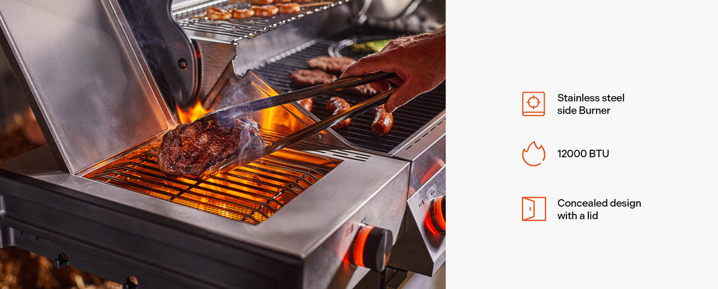 Monument Grills 6+1 Burner Smart Tech Propane Gas Grill for Outdoor Cooking , Denali 605Pro Stainless Steel Grill 78,000 BTU with Side Sear Burner, Smoker Box, Cover and Rotisserie Kit My Store