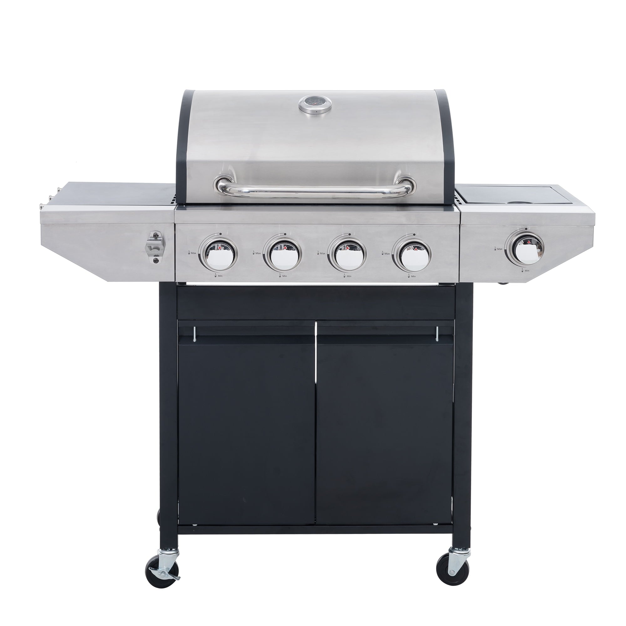 Miniyam 4-Burner Propane Gas Grill, 46,500 BTU Outdoor BBQ Grill with Side Burner, Stainless Steel My Store