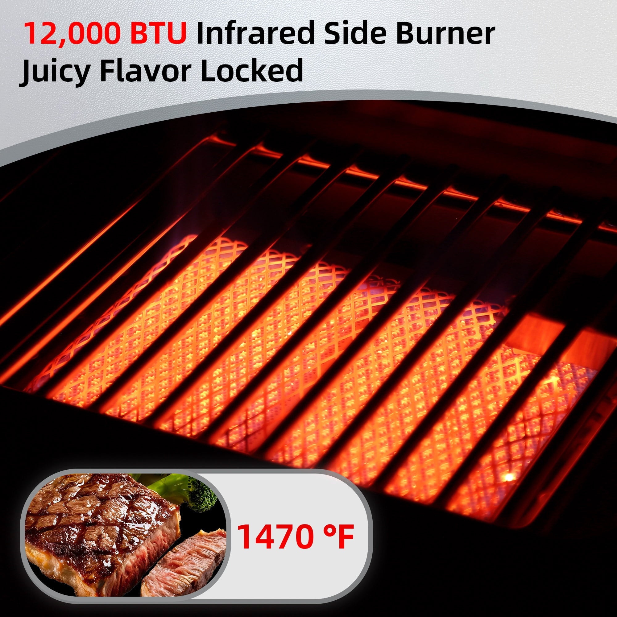 Brand-Man Grills 6-Burner Propane Gas Grill with Infrared Side Burner, Porcelain-Enameled Cast Iron Grate & Griddle, Outdoor Backyard BBQ Grill Gas Grills