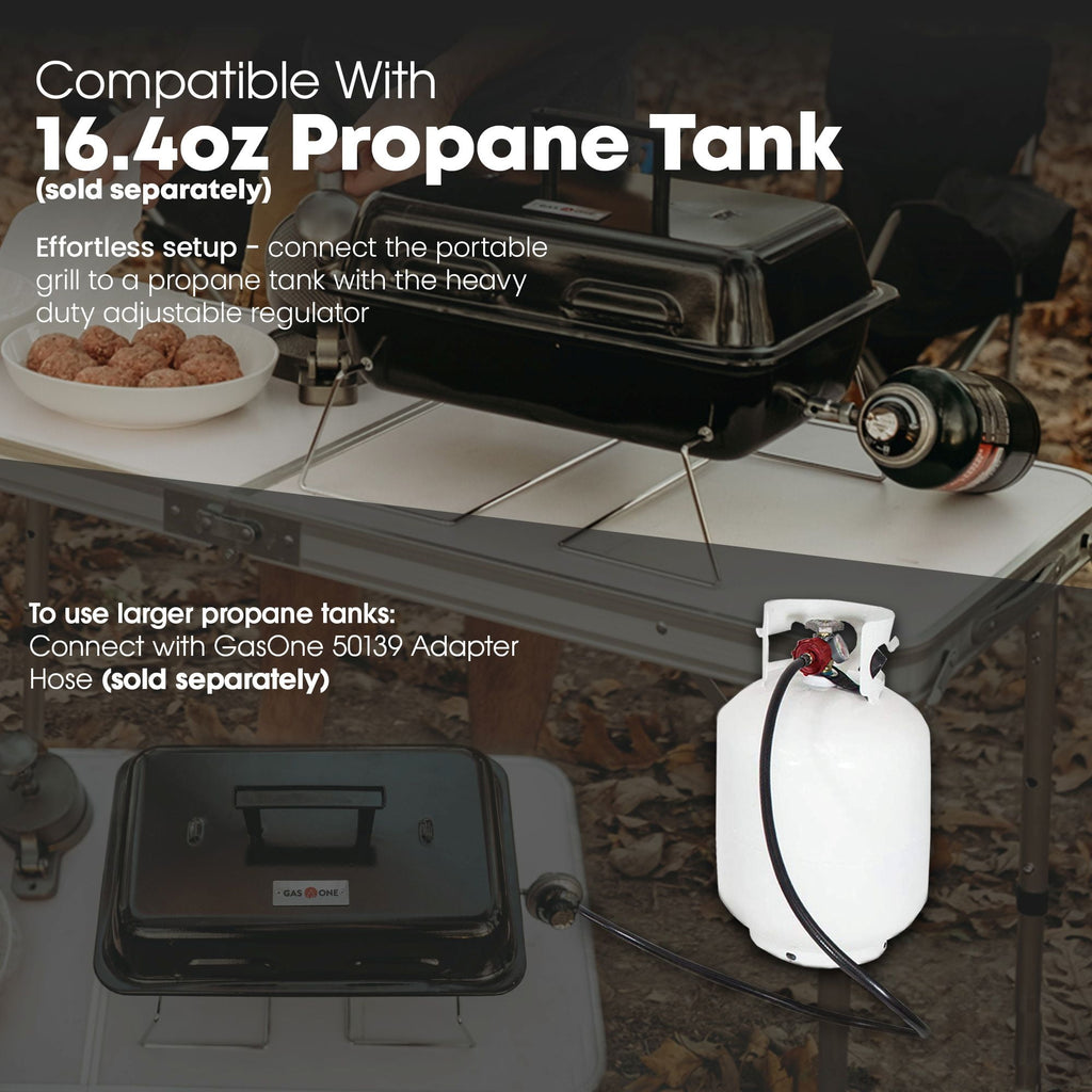 GasOne GPT-25 Propane Burner Gas Grill with Foldable Legs – Portable Grill Propane BBQ Grills with Adjustable Regulator – Heavy Duty Metal Construction – Easy to Assemble, Compact Foldable Design Gas One