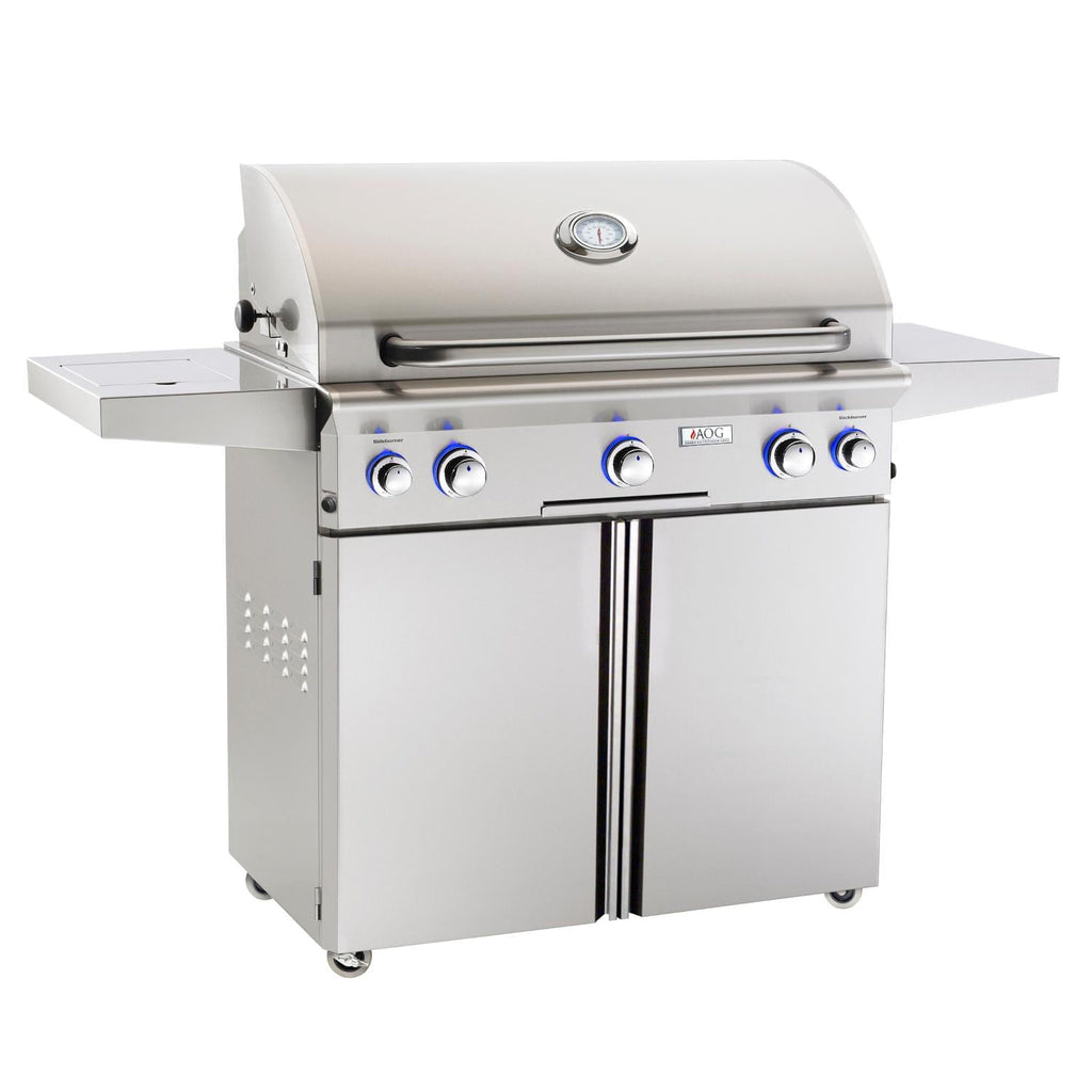 American Outdoor Grill 36PCL L-Series 36 Inch Propane Gas Grill On Cart With Side Burner And Rotisserie Kit AOG