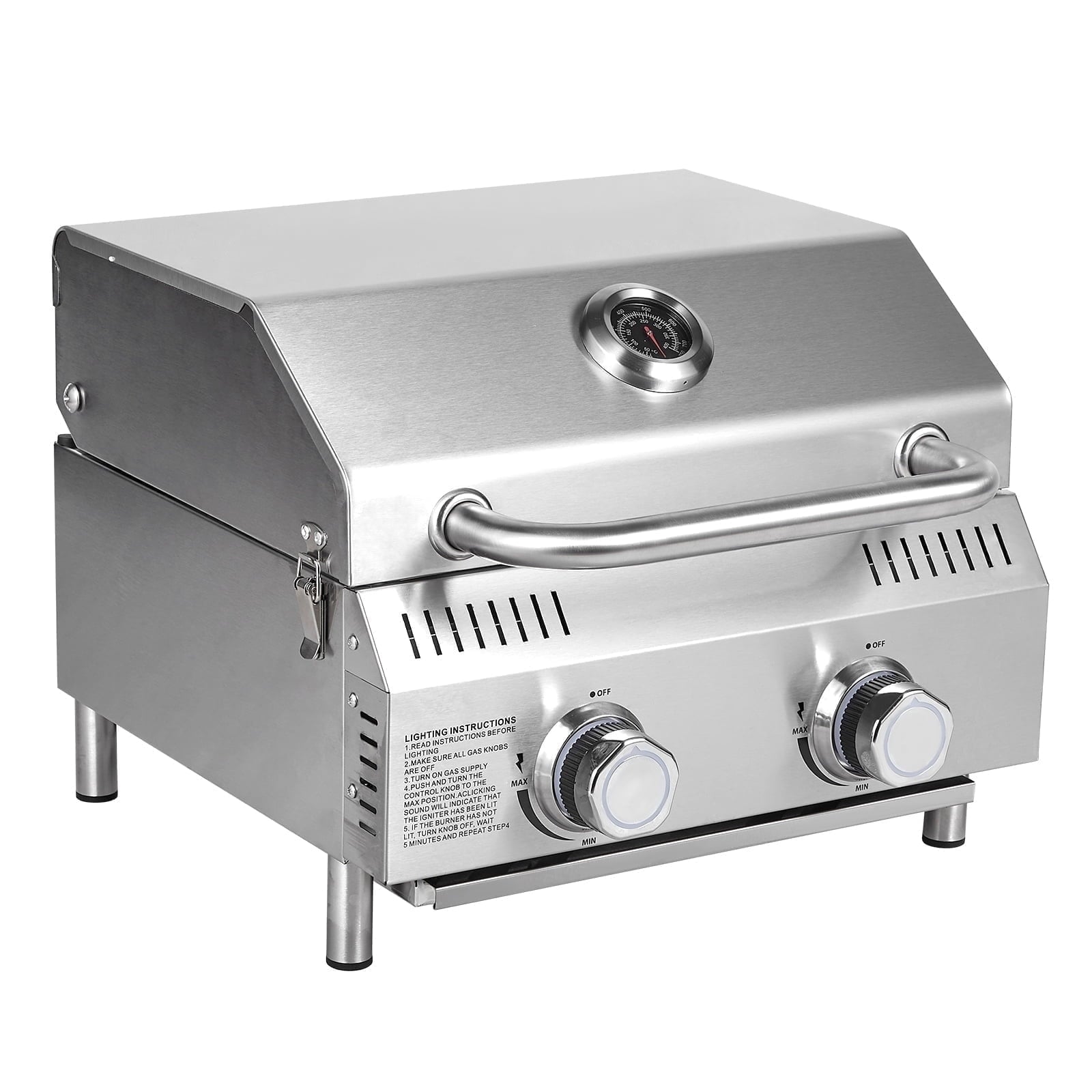 Bestfire 20 Tabletop Gas Grill 2 Burners, 20,000 BTUs Stainless Steel Portable Propane Grill with Legs for Outdoor Patio Backyard Camping, Tailgating, and RV Trips Gas Grills