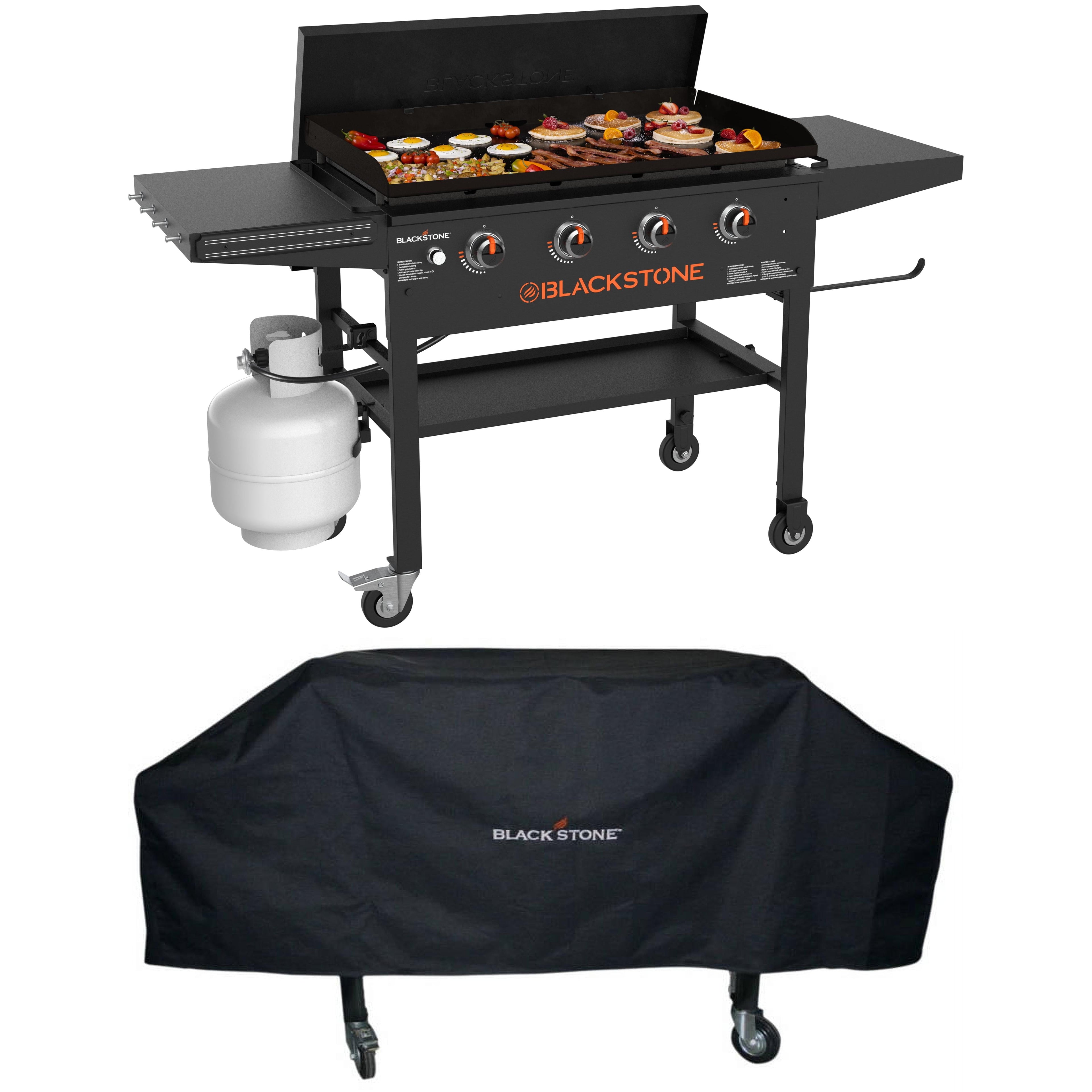Blackstone Original 4-Burner 36 Propane Omnivore Griddle With Protective Soft Cover Gas Grills