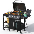 4 Burner Propane Gas Grill with 3 Tier Shelf, 50000 BTU Outdoor Cooking Stainless Steel BBQ Grills Cabinet,Can be Placed Smoke Box，Black Tcisa