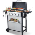 CIG GARDEN 4-Burner Propane Gas Grill with Folding Side Tables, Full-Size Grease Tray, and Removable Grease Cup CIG GARDEN
