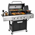 Highsound 4-Burner Propane Gas Grill with Side Burner, 51,000 BTU Outdoor Barbecue Grill, Stainless Steel BBQ Grill for Backyard Cooking, Black Gas Grills