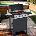 Highsound 4 Burner Gas Grill, Propane Grill, BBQ Grill with Thermometer, Gas Grill Outdoor for Small Gatherings, 34200 BTU Barbecue Grill with Foldable Rack Gas Grills