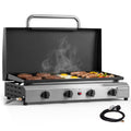 Ktaxon 4 Burner Propane Griddle Flat Top Gas Grill 40000 BTU with Lid,Ceramic Coated Cast Iron Pan,Portable Gas Grills