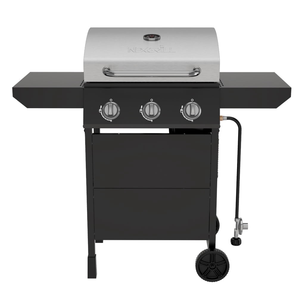 Nexgrill 3-Burner Propane Gas Grill with Side Tables, 27,000BTUs, Stainless Steel Lid, Spacious 429 SQ. In. Cooking Space, BBQ Grill for Outdoor Cooking, Patios, Parties, and More - 720-1012 Gas Grills