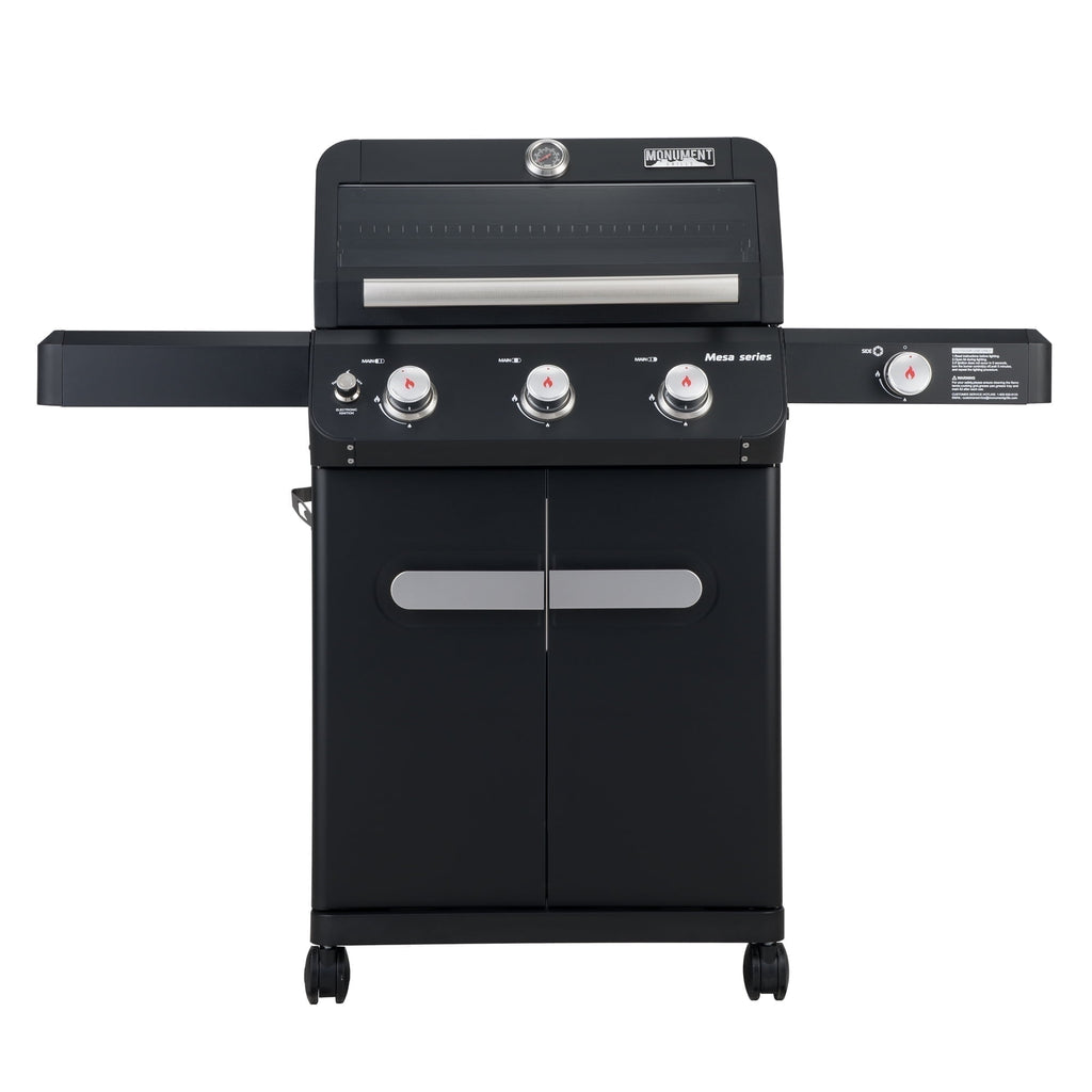 Monument Grills Mesa 3-Burner Black Propane Gas Grill with Clear View Lid and LED Controls Monument Grills