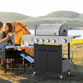 Miniyam 4-Burner Propane Gas Grill, 46,500 BTU Outdoor BBQ Grill with Side Burner, Stainless Steel My Store