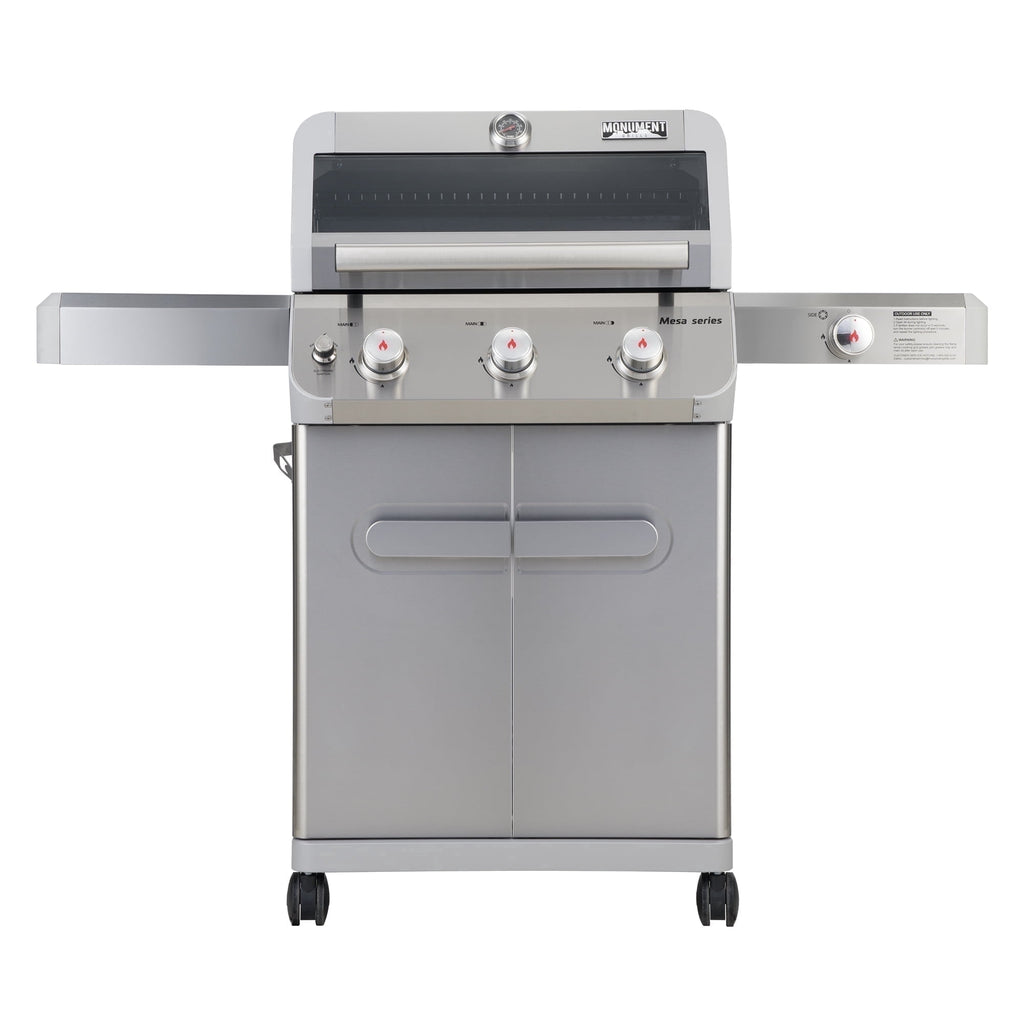 Monument Grills Mesa 3-Burner Propane Gas Grill, Stainless Steel, Clear View Lid, LED Controls Monument Grills