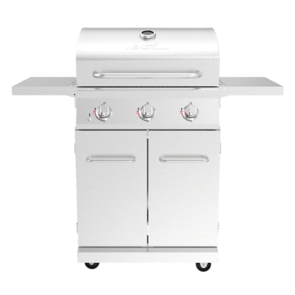 Nexgrill 3-Burner Stainless Steel Propane Gas Grill with Side Tables, 40,500 BTUs, 4 Wheel Transport, 591 SQ. IN. Cooking Space, Outdoor Kitchen Grill for BBQs, Patios, and More - 720-0830MN Nexgrill
