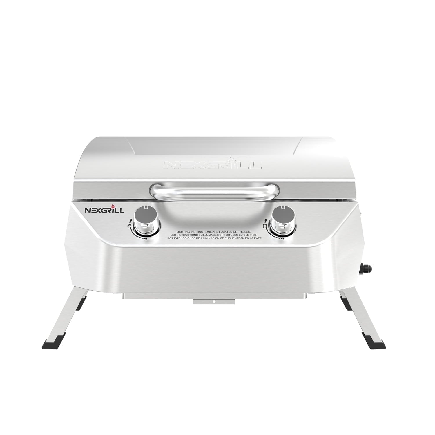 Nexgrill Stainless Steel 2-Burner Portable Gas Grill with Locking Lid, Folding Legs, 20,000 BTUs, 251 SQ In Cooking Space, Tabletop Grill for Camping, Outdoor Cooking, Patios, and More - 820-0007GE Nexgrill