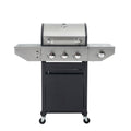 Propane Grill 3 Burner Stainless Steel BBQ Gas Grill with Side Burner, Thermometer, and Even Heating Cast Iron Grates for Outdoor BBQ and Camping wildskeeper