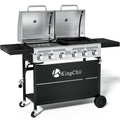 KingChii Propane Gas Grill and Griddle Combo, 2 in 1 Dual Outdoor BBQ with 45,000 BTU for Outdoor Patio Cooking Barbecue Gas Grills