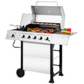 Royal Gourmet GA5401T 5-Burner BBQ Liquid Propane Gas Grill with Side Burner, Stainless Steel 60,000 BTU Barbecue Grill for Patio Garden Picnic Backyard Party, Silver Royal Gourmet