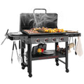 Royal Gourmet GB4005P 34-Inch 4-Burner Gas Griddle with Hood, Griddle with Collapsible Side Shelves and Storage Basket,Black Royal Gourmet