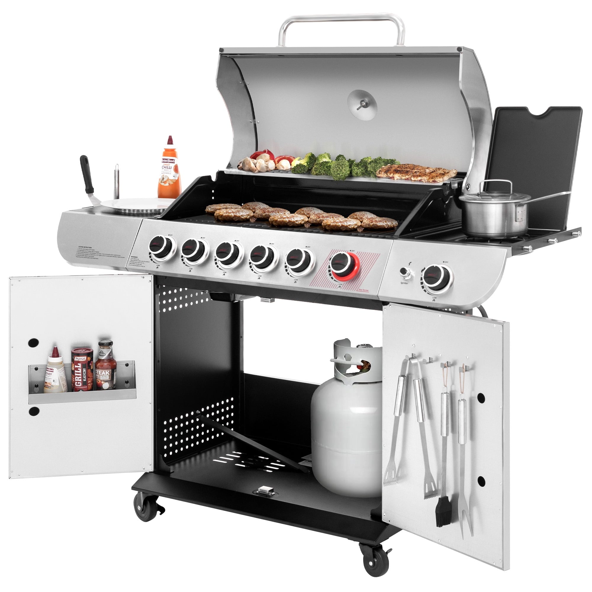 Royal Gourmet SG6002 Classic 6-Burner 71000-BTU LP Gas Grill with Sear Burner and Side Burner, Stainless Steel Royal Gourmet