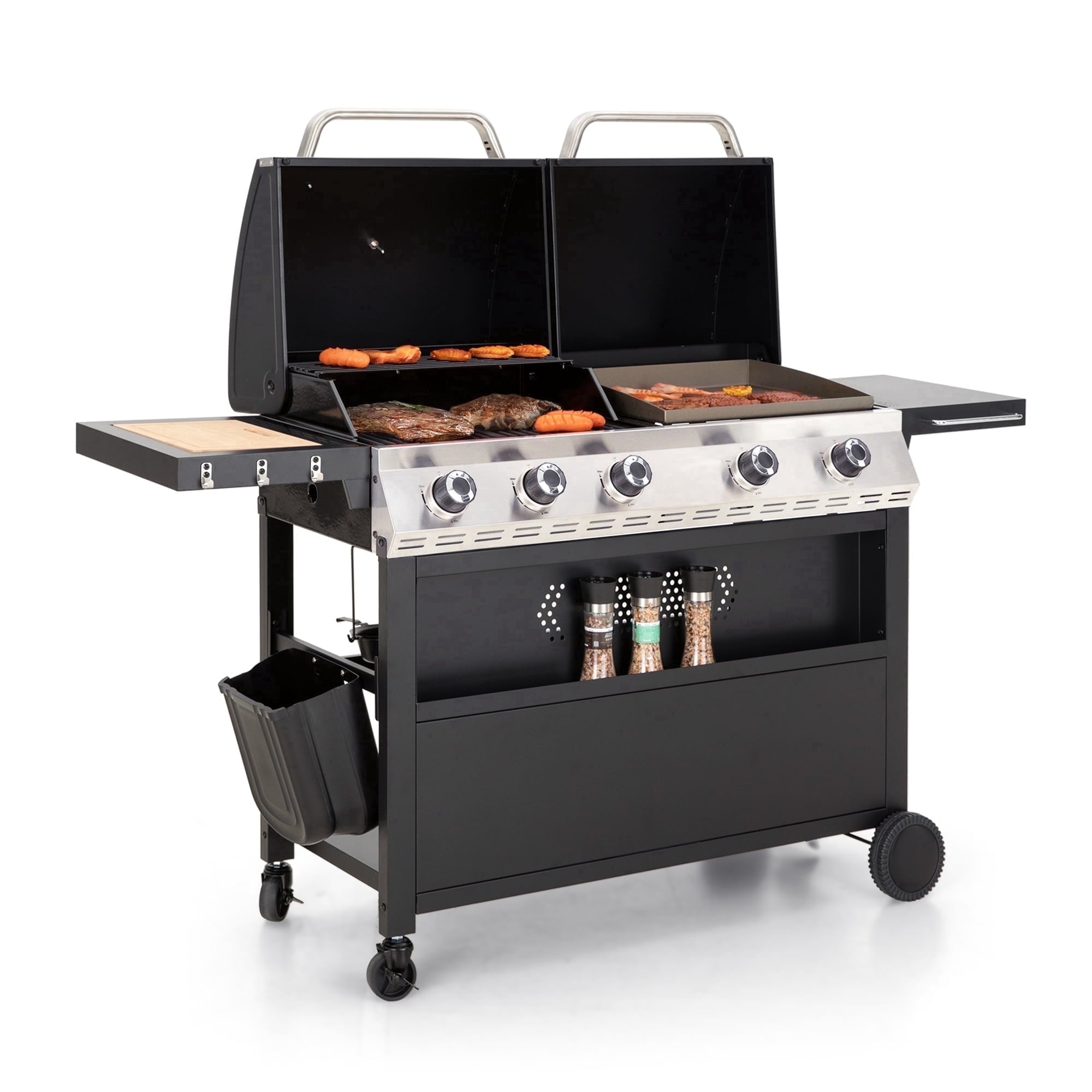 MF Studio 5-Burner Outdoor Propane Gas Grill and Griddle Combo BBQ Grill with Lid 54,000 BUT MF Studio