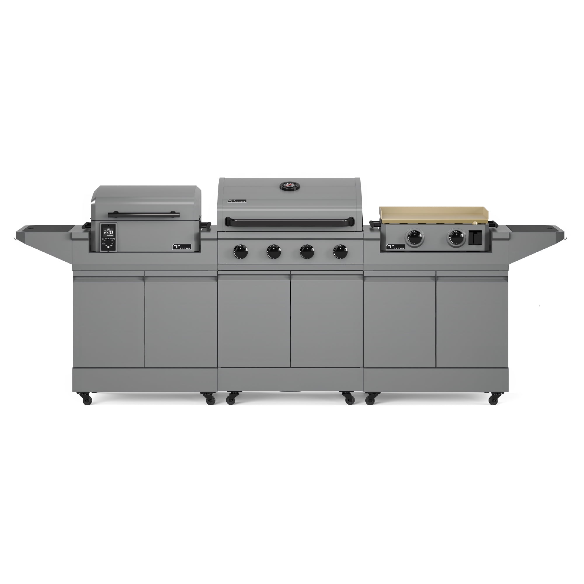TYTUS Modular Trio with 4-Burner Gas Grill, Pellet Grill and 2-Burner Gas Griddle TYTUS