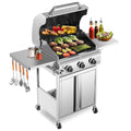 WAA 3-Burner Propane Gas Grill,24000BTU Stainless Steel BBQ with Foldable Side Tables & Durable Grates - Ideal for Outdoor Backyard/Patio Cooking My Store