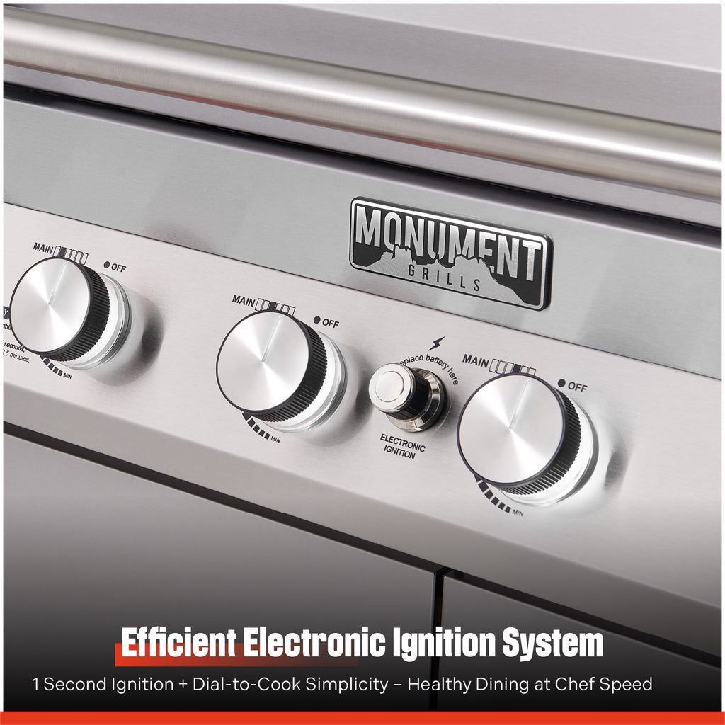 Monument Grills Denali Series 6-Burner Black Dual Fuel Cabinet Grill with Clearview Lid and LED Knobs Monument Grills