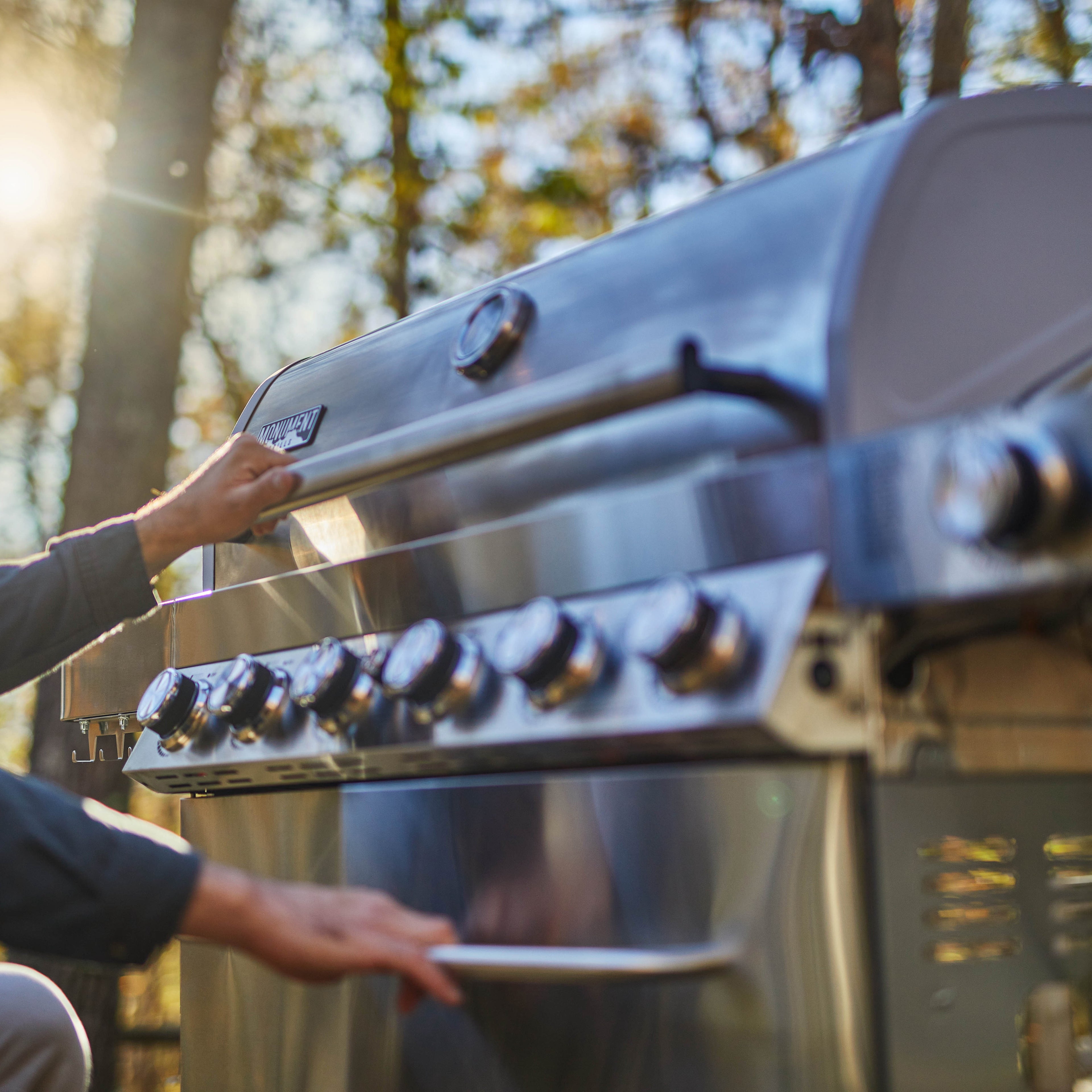 Monument Grills 6+1 Burner Propane Gas Grill  84,000 BTU Stainless Steel Outdoor Patio Barbecue Grill  LED Controls , Free Rotisserie Kit , and Easy Cleanup , 77352 Monument Grills