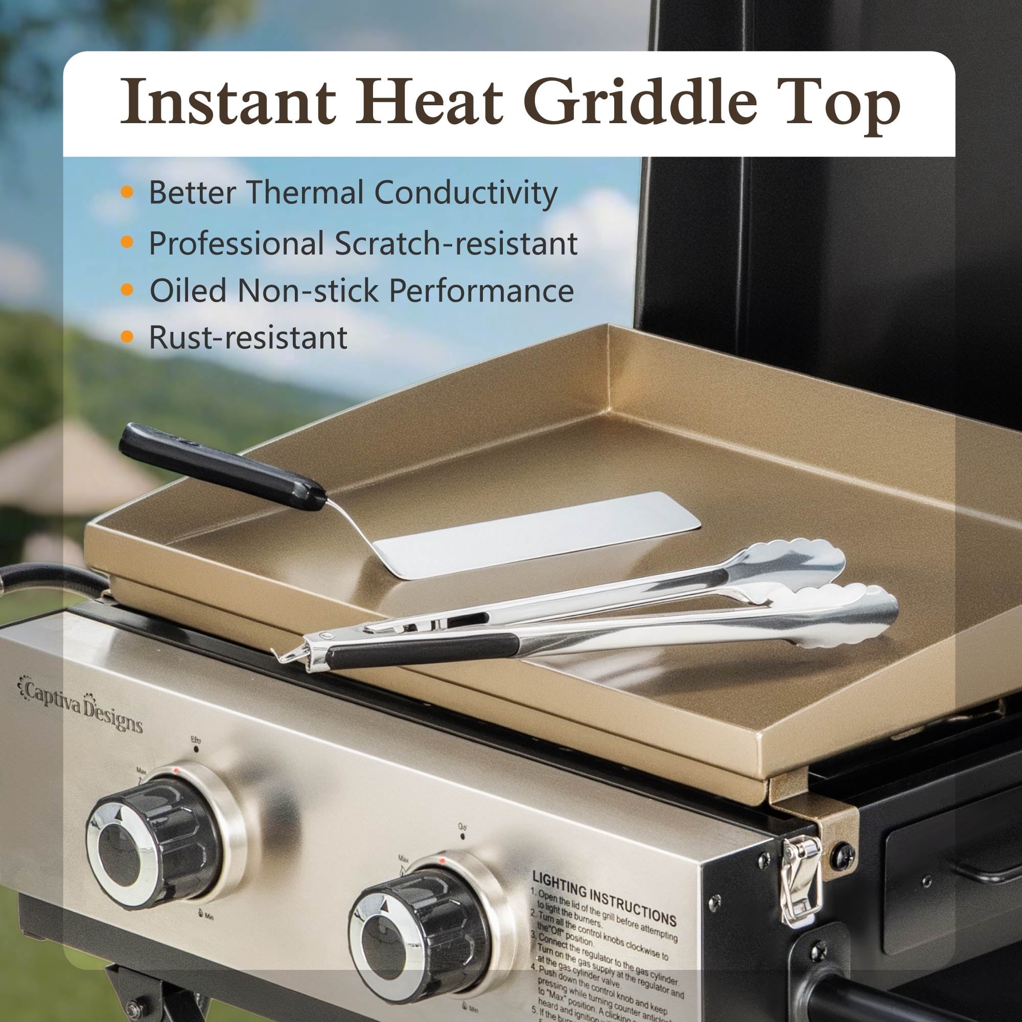 Alpha Joy Potable Outdoor Propane Gas Griddle with Wheels? 2-Burner Camping Flat Top Grill On The Go Alpha Joy