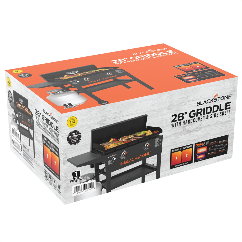 Blackstone Original Outdoor Griddle, 2-Burner 28 Flat Top Grill with Hard Cover, Black Blackstone