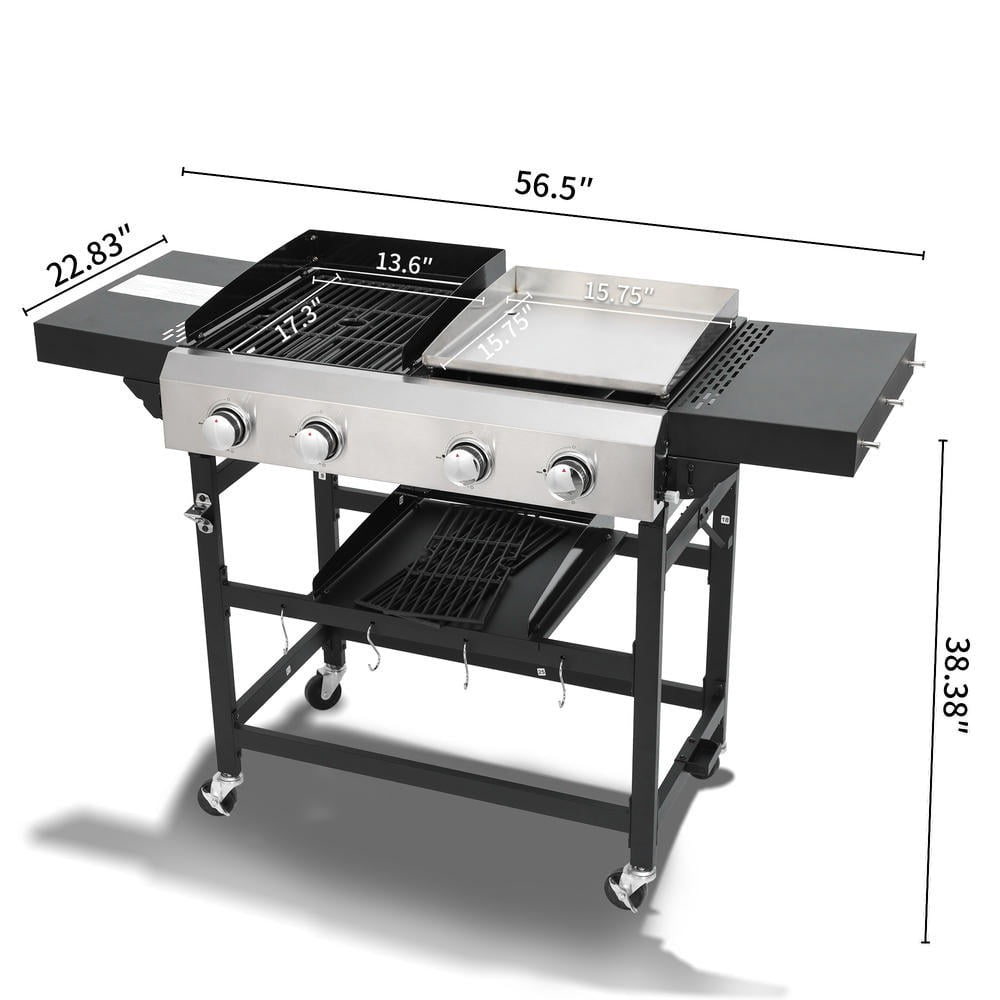 Kadyn Garden Grill with 2+2, Patio Backyard Barbecue Grill for Outdoor, BBQ, Camping, Black Kadyne