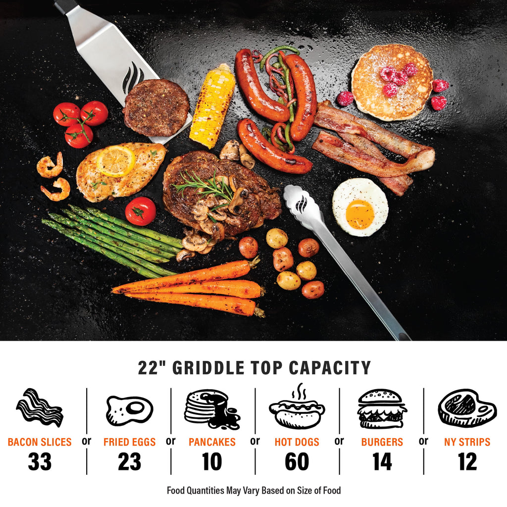 Blackstone 2-Burner 22 Tabletop Griddle with Hood Omnivore Plate and Stainless Front Panel Gas Grills