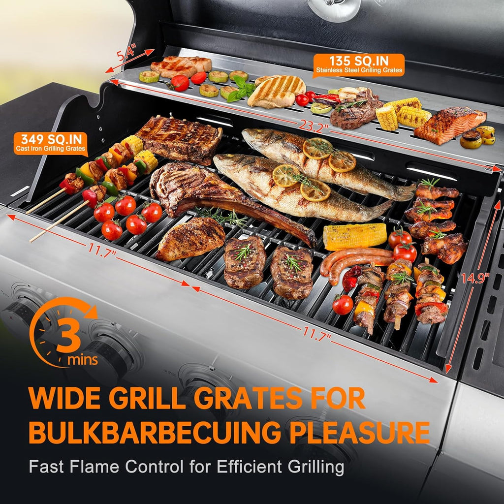 Lohasly 4-Burner Black Propane Gas Grill Gas Grills