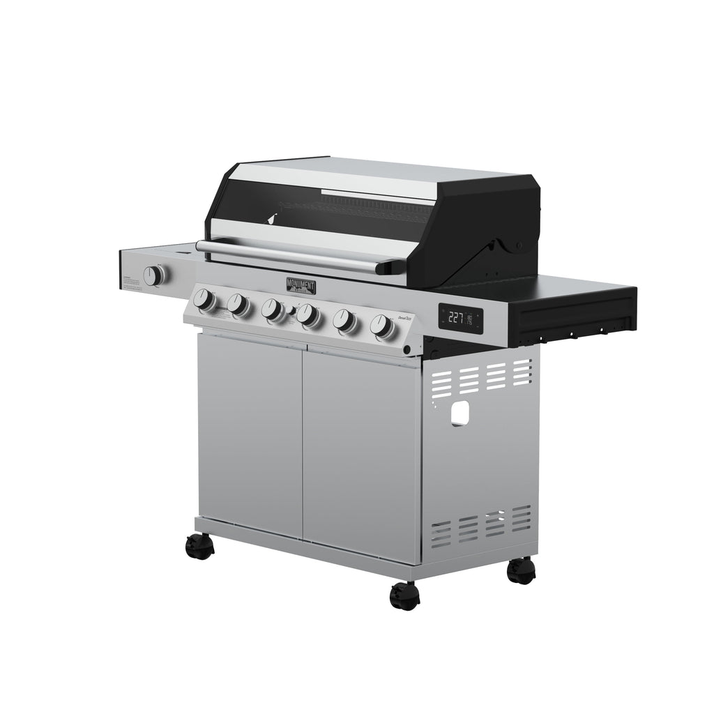 Monument Grills Denali Series 6-Burner Black Dual Fuel Cabinet Grill with Clearview Lid and LED Knobs Monument Grills