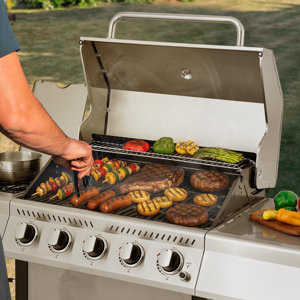 Royal Gourmet GA5401T 5-Burner BBQ Liquid Propane Gas Grill with Side Burner, Stainless Steel 60,000 BTU Barbecue Grill for Patio Garden Picnic Backyard Party, Silver Royal Gourmet