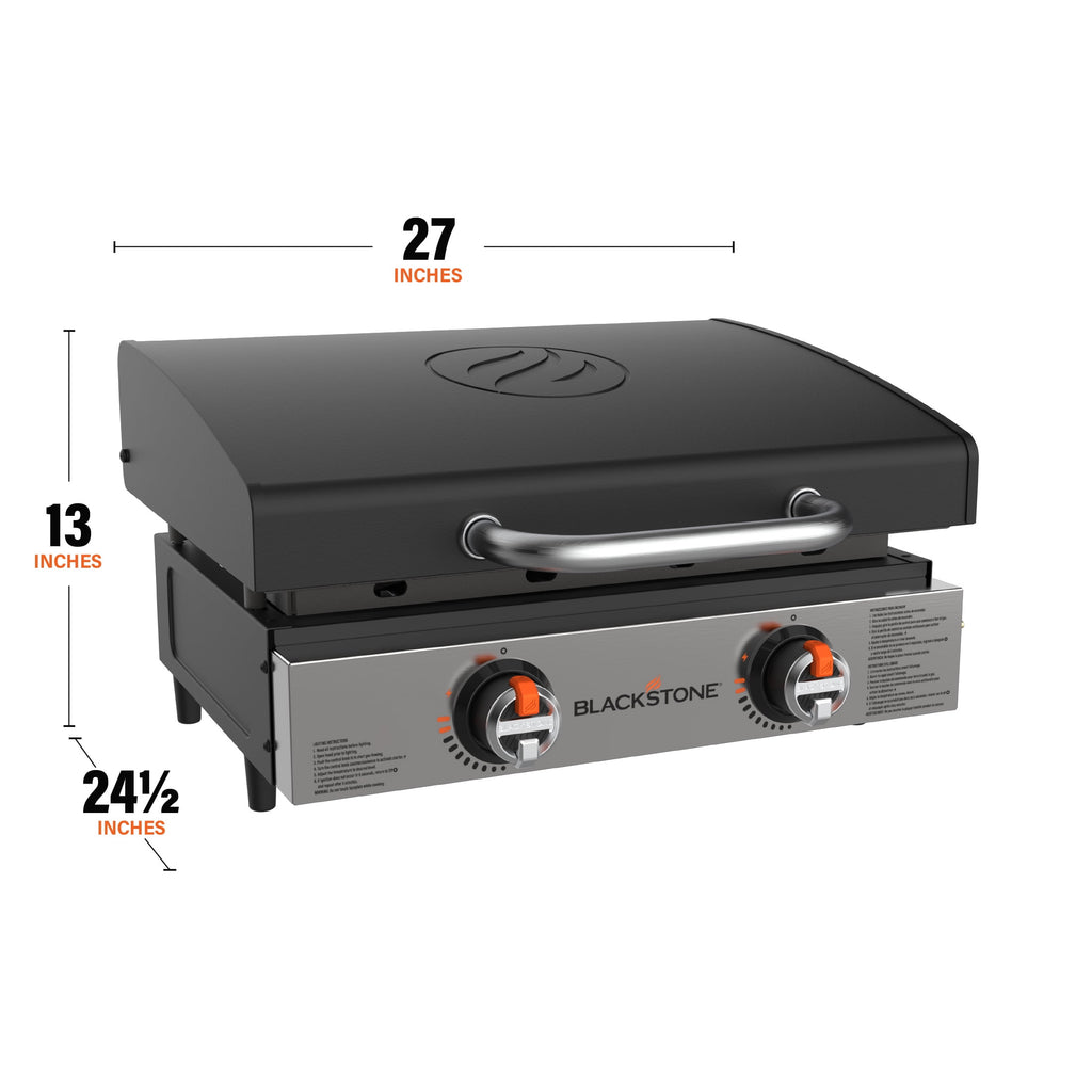 Blackstone 2-Burner 22 Tabletop Griddle with Hood Omnivore Plate and Stainless Front Panel Gas Grills