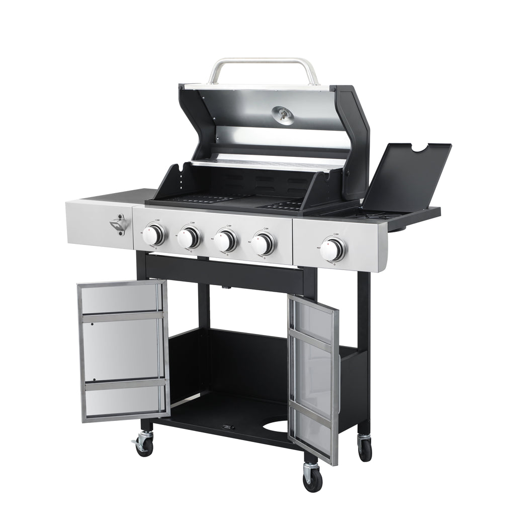 Segmart 4-Burner Gas Grill, 51,000 BTU Stainless Steel Propane Grill with Cast Iron Grates, Outdoor Barbecue with Large Cooking Space and Side Tables, Outdoor Kitchen Grill for Patio & Backyard My Store