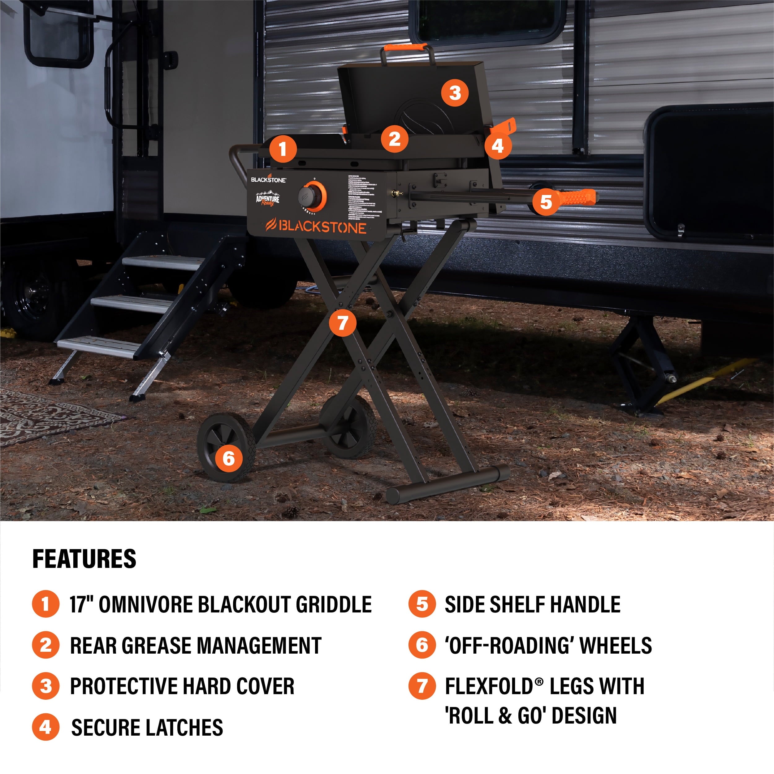 Blackstone Adventure Ready 17” Propane Griddle with Flexfold? Legs Blackstone