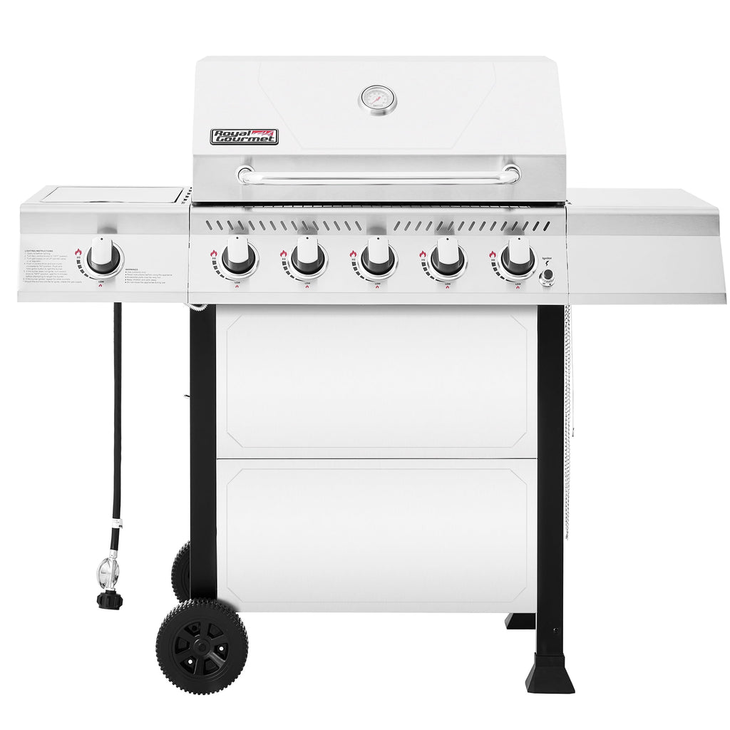 Royal Gourmet GA5401T 5-Burner BBQ Liquid Propane Gas Grill with Side Burner, Stainless Steel 60,000 BTU Barbecue Grill for Patio Garden Picnic Backyard Party, Silver Royal Gourmet