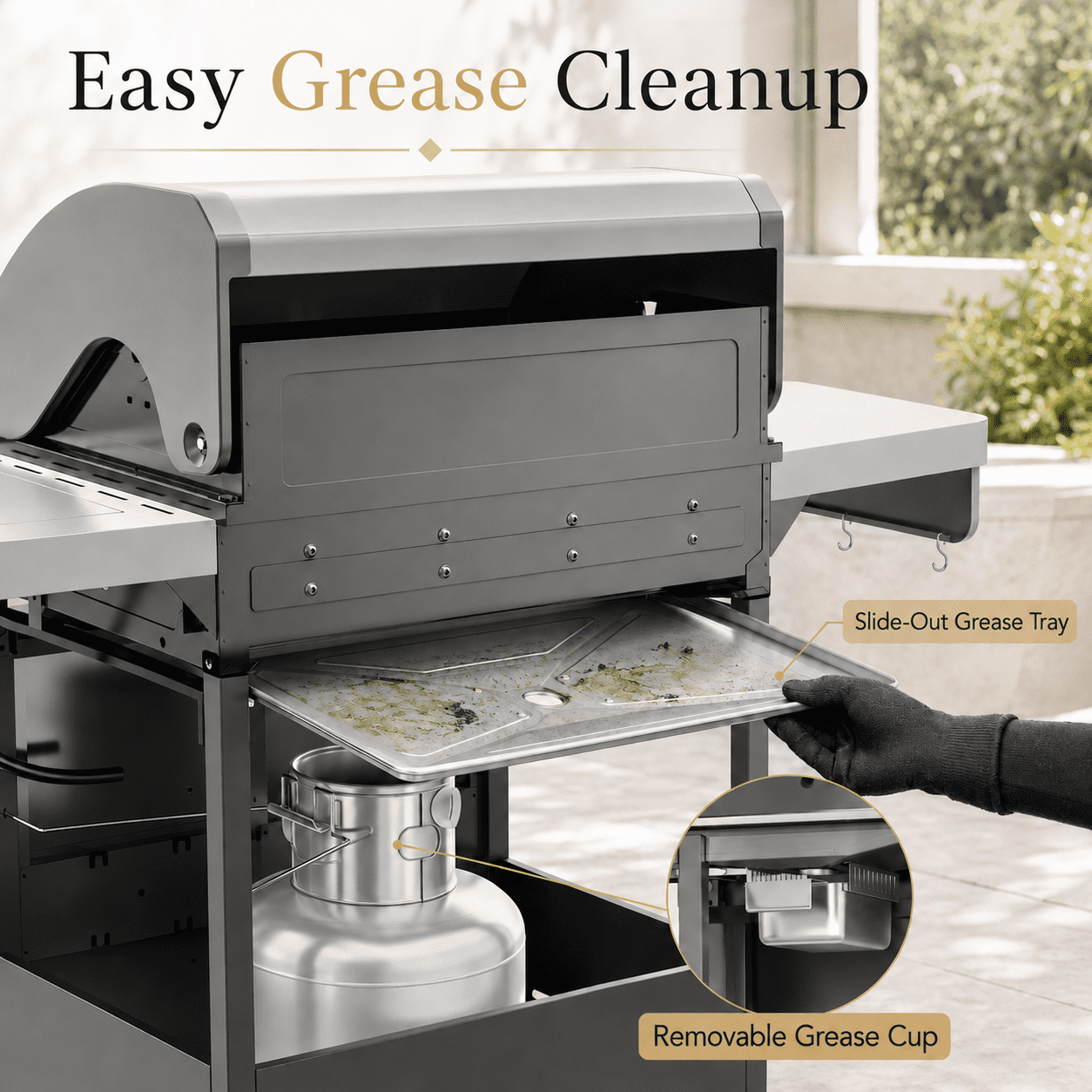 4-Burner Propane Gas Grill with Side Burner, 51,000 BTU Outdoor BBQ Grill with Porcelain-Enameled Grates, Warming Rack, Side Tables, Bottle Opener, Thermometer and Wheels for Patio Backyard Cooking Gas Grills