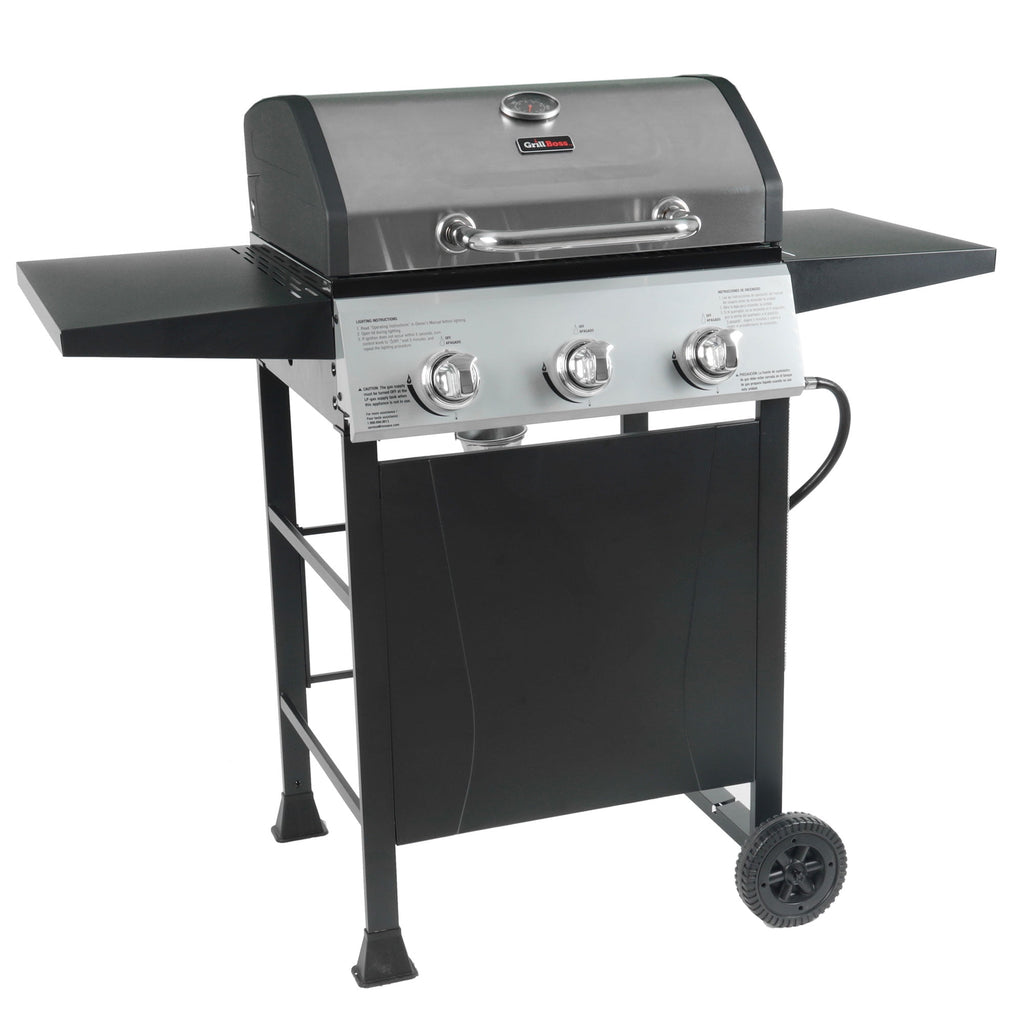 Grill Boss 27,000 BTU 3 Burner Propane Gas Grill w/Wheels, Cover, & Side Shelves Gas Grills