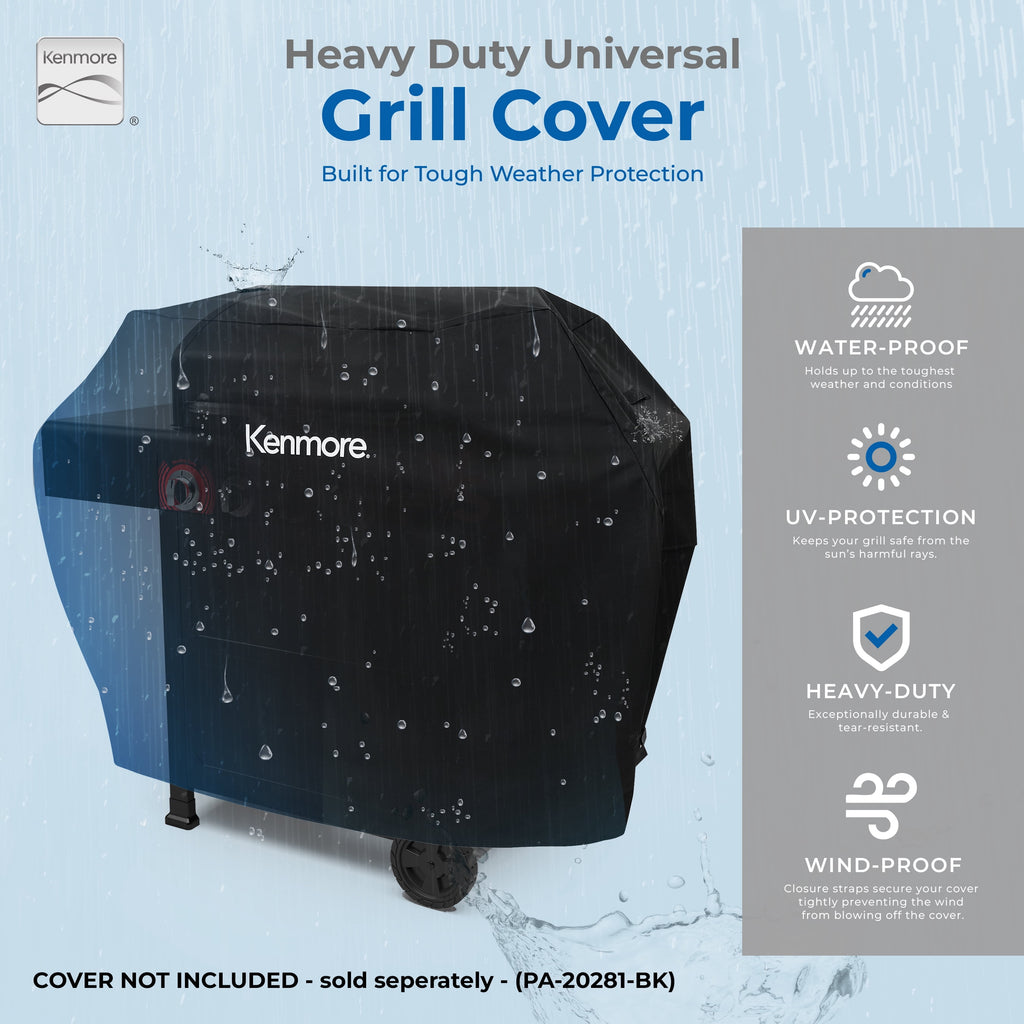 Kenmore BBQ Propane Gas Grill - 5 Burners with Side Burner & Searing Zone, 644 Sq. In. Stainless Steel Grill, 66,000 BTU, Ideal for Outdoor Cooking, Patio & Backyard, Black Gas Grills
