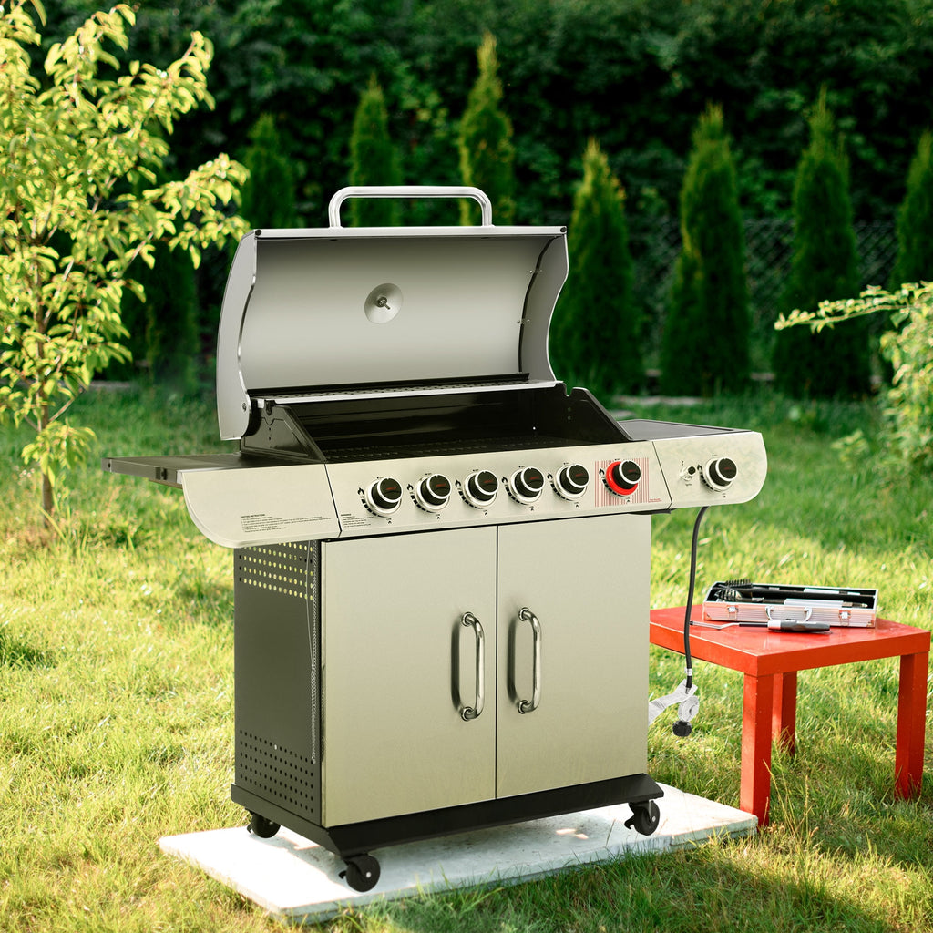 Royal Gourmet SG6002 Classic 6-Burner 71000-BTU LP Gas Grill with Sear Burner and Side Burner, Stainless Steel Royal Gourmet