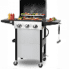 Enyopro 3-Burner Propane Gas Grill, 30000 BTU BBQ Grill with Foldable Side Table, Stainless Steel Warming Rack, Hooks, and Built-In Bottle Opener for Outdoor Barbecue Gas Grills