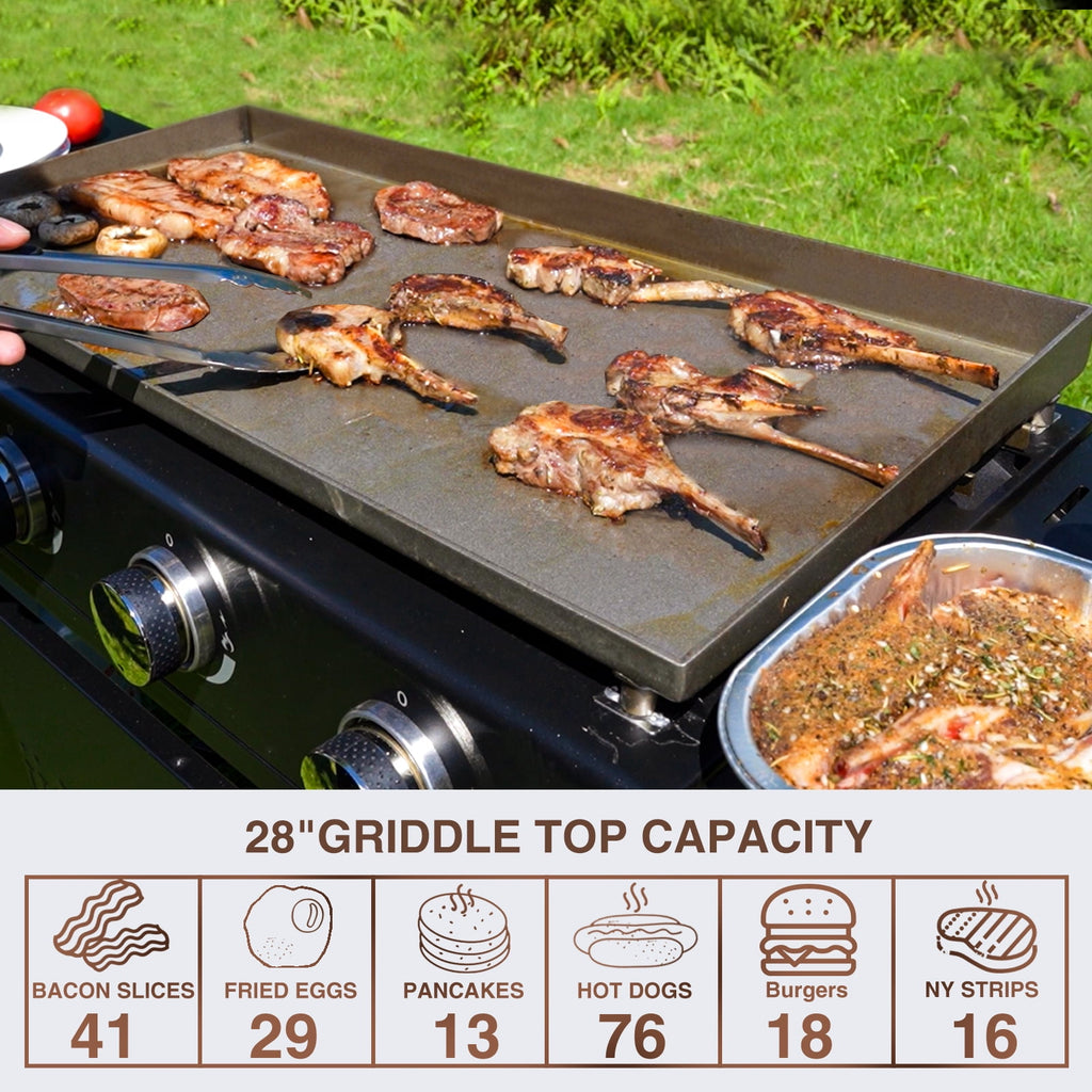KingChii 3-Burner 27 Propane Griddles Outdoor Flat Top Gas Grill Griddle for Camping, Tailgating, BBQ, Parties, Backyard & Patio Gas Grills