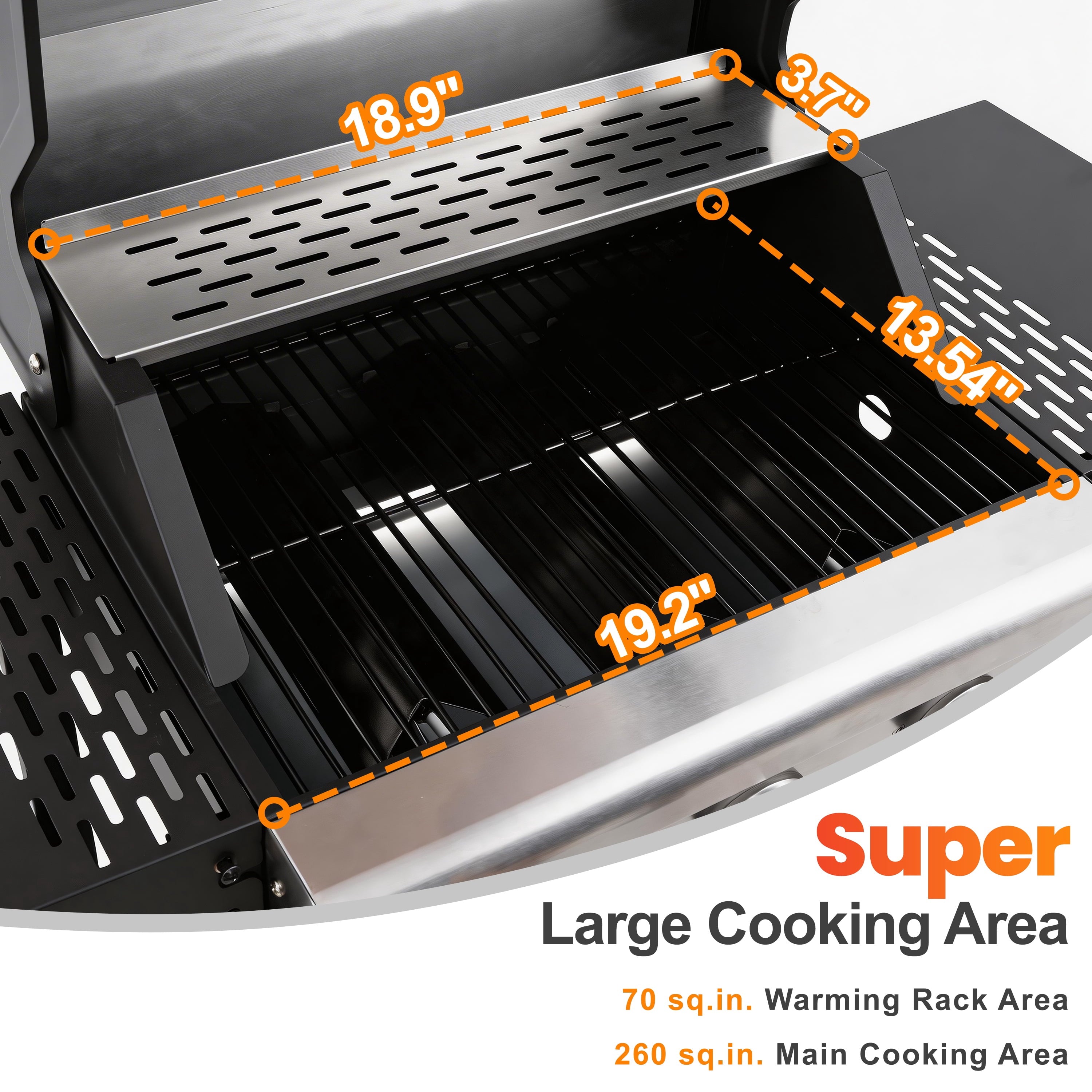 Segmart 3 Burner BBQ Propane Gas Grill, Stainless Steel 27,000 BTU Patio Garden Barbecue Grill with Side Tables, Hanging Basket & Thermometer, Perfect for Camping, Outdoor Cooking Gas Grills