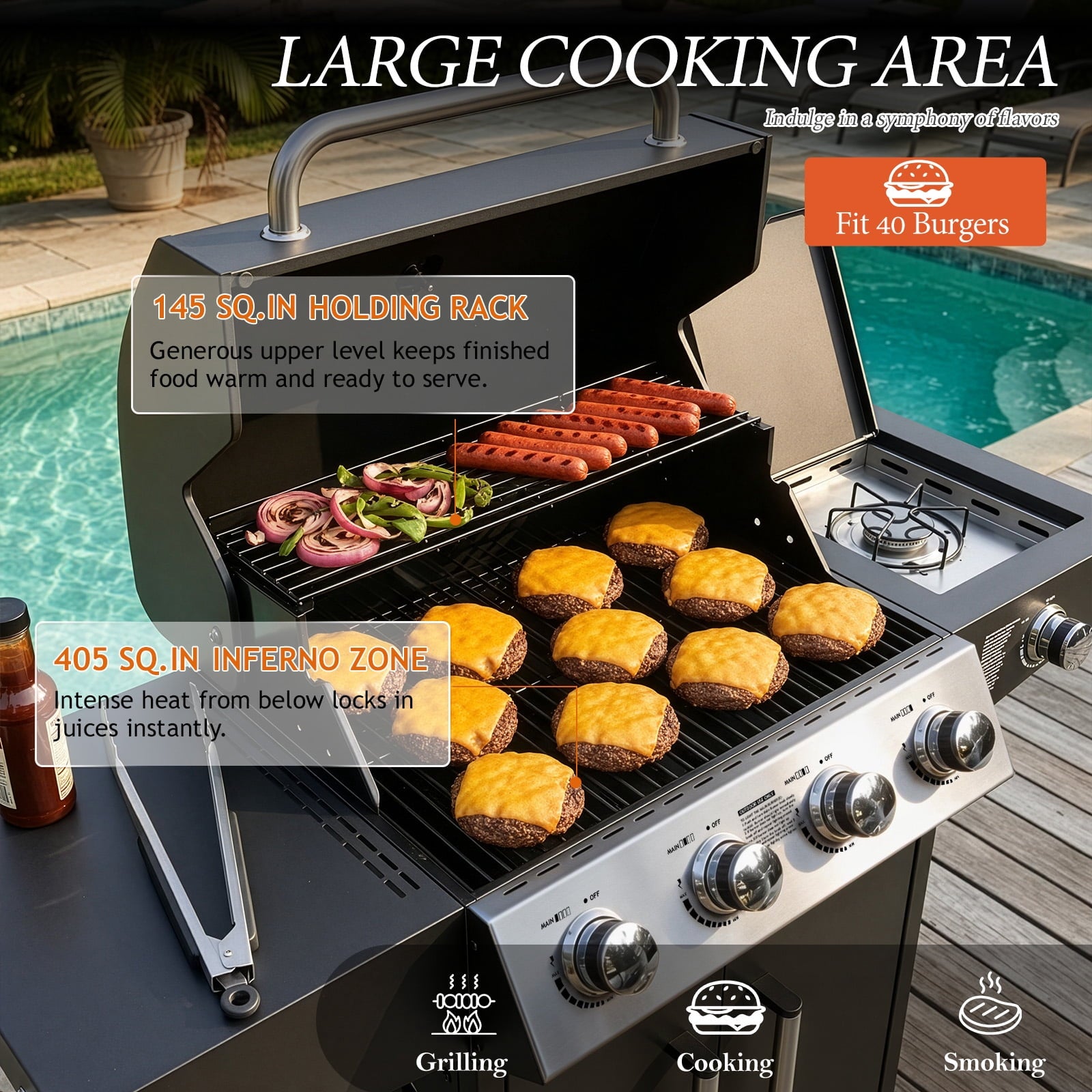 Ktaxon 4 Burner Propane Grill Gas Stove 58000 BTU with Side Stove,Wheels Ktaxon