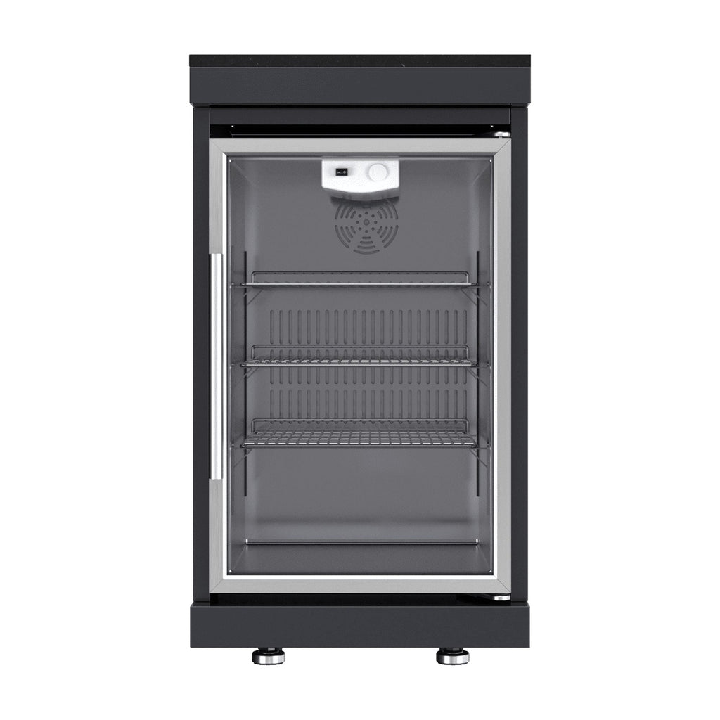 110-Inch 4-Burner 72000 BTU Deluxe Stainless Steel Propane Gas Outdoor Kitchen Bar Barbecue Island Grill Wine Cooler Compact+Refrigerator+Rotisserie+Granite Countertops+Storage Cabinets & Drawers HomeMindful
